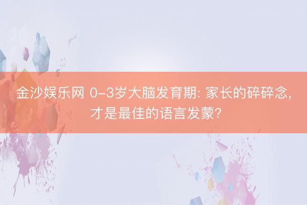金沙娱乐网 0-3岁大脑发育期: 家长的碎碎念, 才是最佳的语言发蒙?