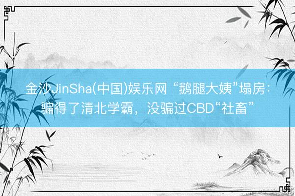金沙JinSha(中国)娱乐网 “鹅腿大姨”塌房:骗得了清北学霸,没骗过CBD“社畜”