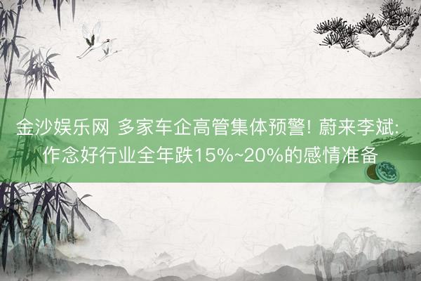 金沙娱乐网 多家车企高管集体预警! 蔚来李斌: 作念好行业全年跌15%~20%的感情准备