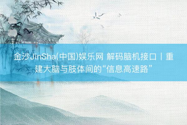 金沙JinSha(中国)娱乐网 解码脑机接口丨重建大脑与肢体间的“信息高速路”