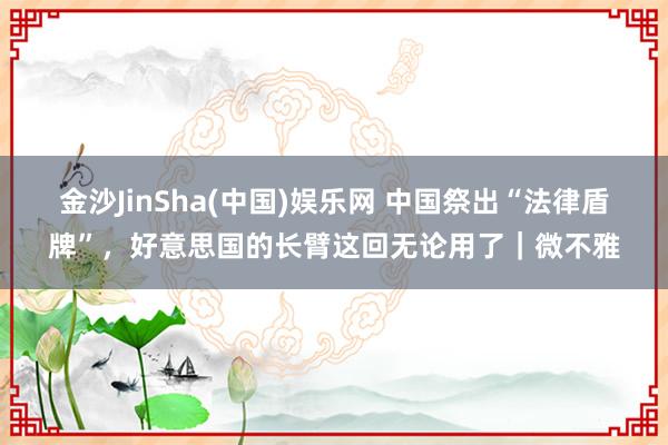 金沙JinSha(中国)娱乐网 中国祭出“法律盾牌”，好意思国的长臂这回无论用了｜微不雅